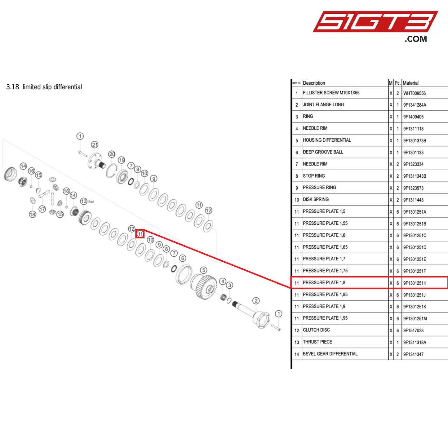 PRESSURE PLATE 1,8 - 9F1301251H [PORSCHE 911 GT3 Cup Type 992]