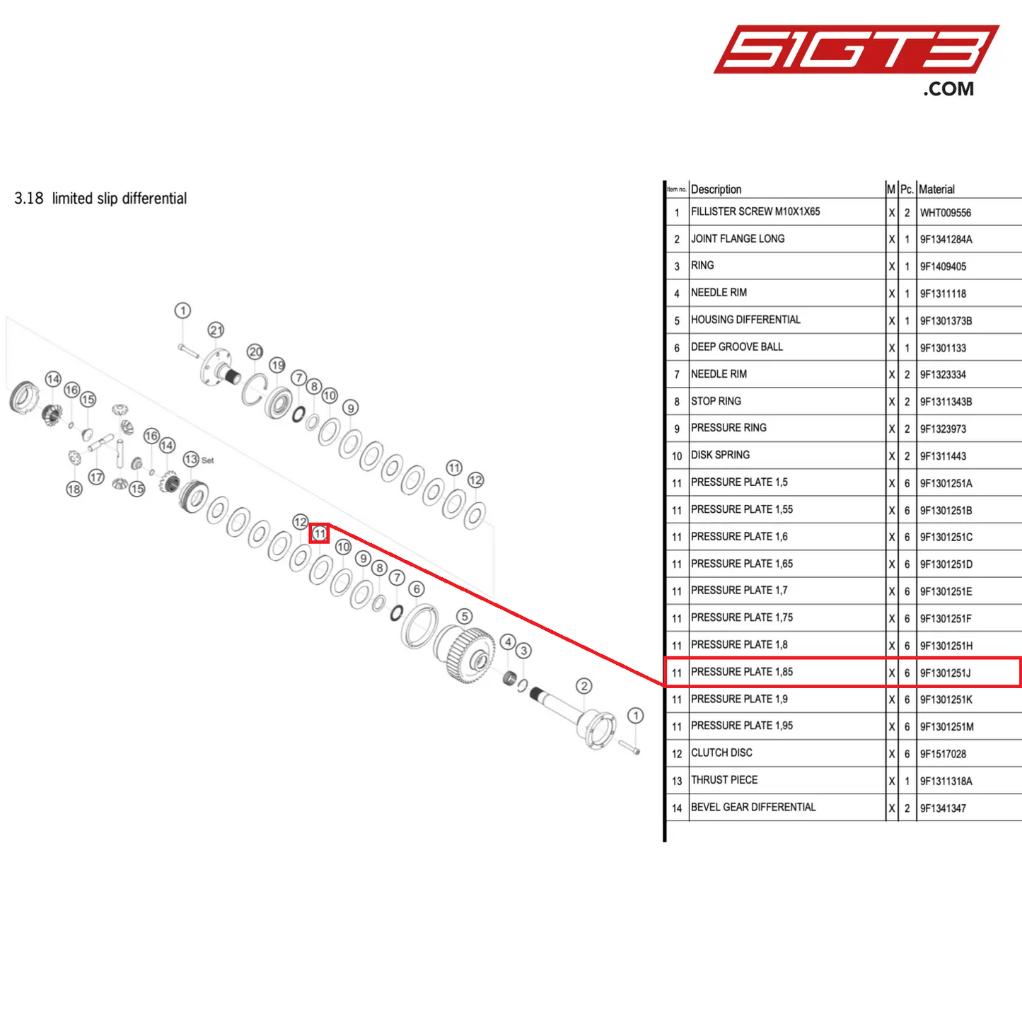 PRESSURE PLATE 1,85 - 9F1301251J [PORSCHE 911 GT3 Cup Type 992]