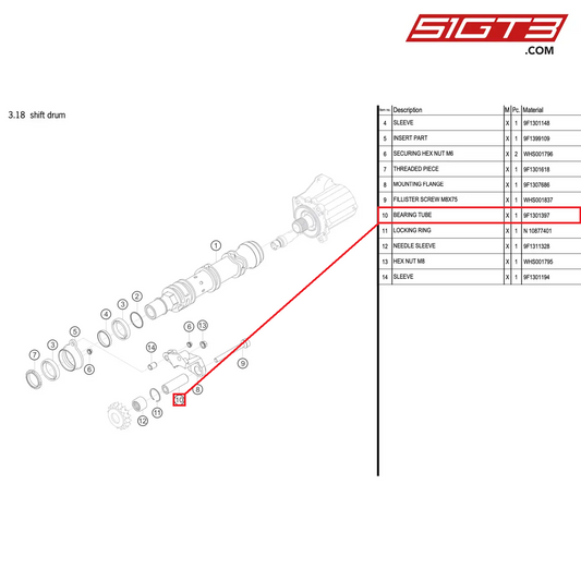 BEARING TUBE - 9F1301397 [PORSCHE 992.1 GT3 R]