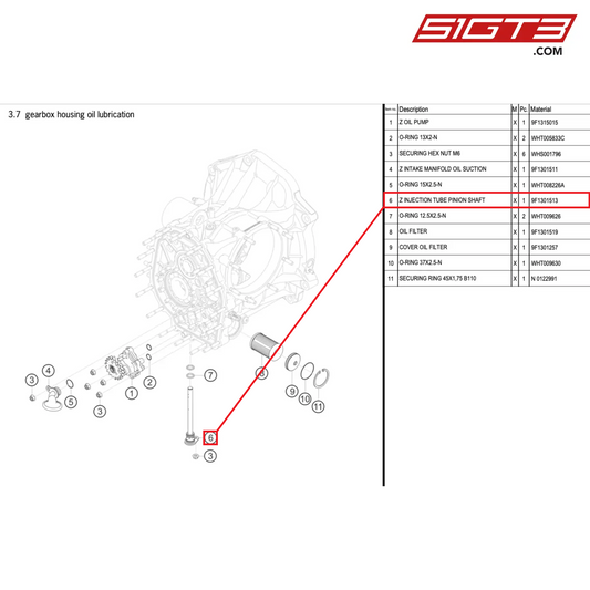 Z INJECTION TUBE PINION SHAFT - 9F1301513 [PORSCHE 992.1 GT3 Cup]