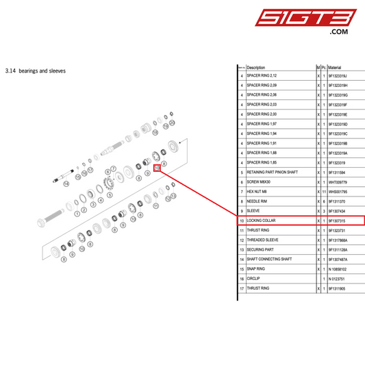 LOCKING COLLAR - 9F1307315 [PORSCHE 992.1 GT3 Cup]