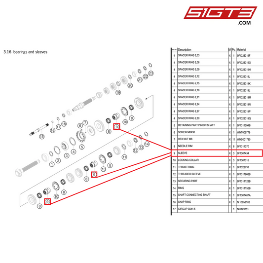 SLEEVE - 9F1307434 [PORSCHE 992.1 GT3 R]