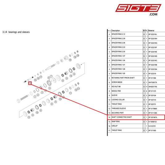 SHAFT CONNECTING SHAFT - 9F1307487A [PORSCHE 992.1 GT3 Cup]