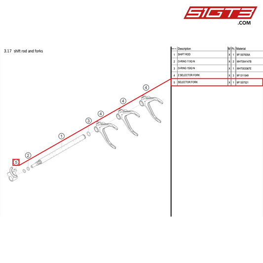 SELECTOR FORK REVERSE GEAR - 9F1307521 [PORSCHE 992.1 GT3 Cup]