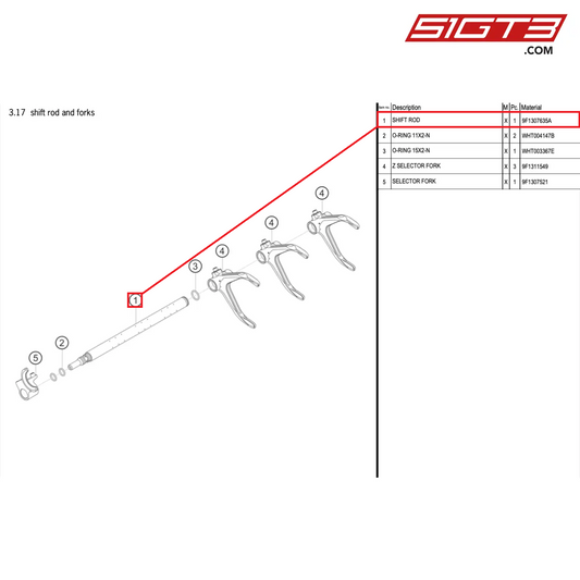 SHIFT ROD - 9F1307635A [PORSCHE 992.1 GT3 Cup]