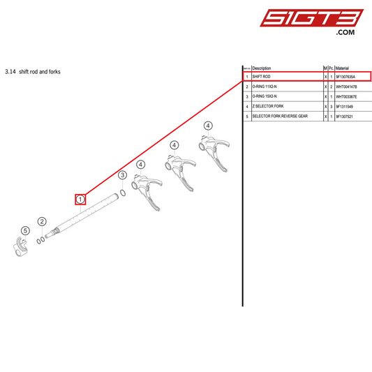 SHIFT ROD - 9F1307635A [PORSCHE 991.1 GT3 Cup]