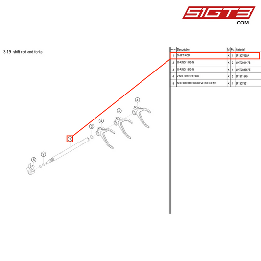 SHIFT ROD - 9F1307635A [PORSCHE 992.1 GT3 R]