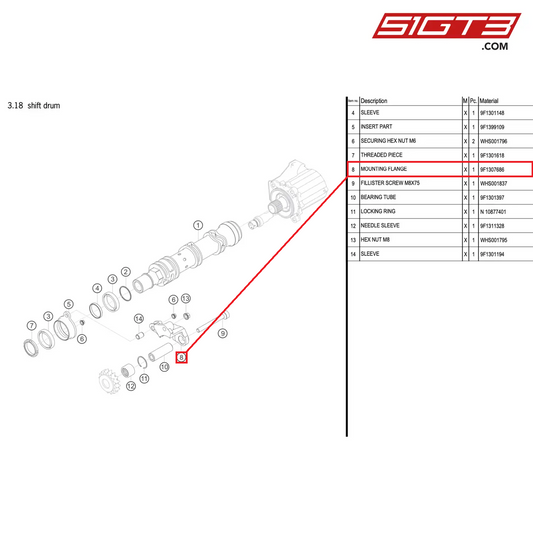 MOUNTING FLANGE - 9F1307686 [PORSCHE 992.1 GT3 R]