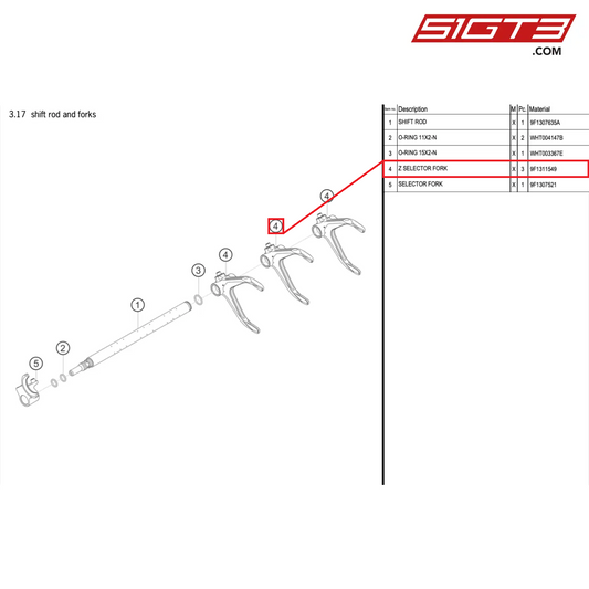 Z SELECTOR FORK - 9F1311549 [PORSCHE 992.1 GT3 Cup]