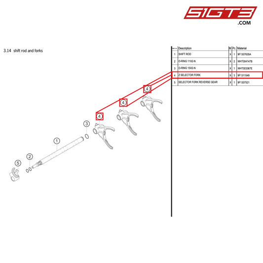 Z SELECTOR FORK - 9F1311549 [PORSCHE 991.1 GT3 Cup]