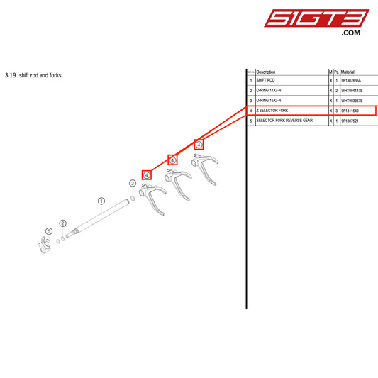 Z SELECTOR FORK - 9F1311549 [PORSCHE 992.1 GT3 R]