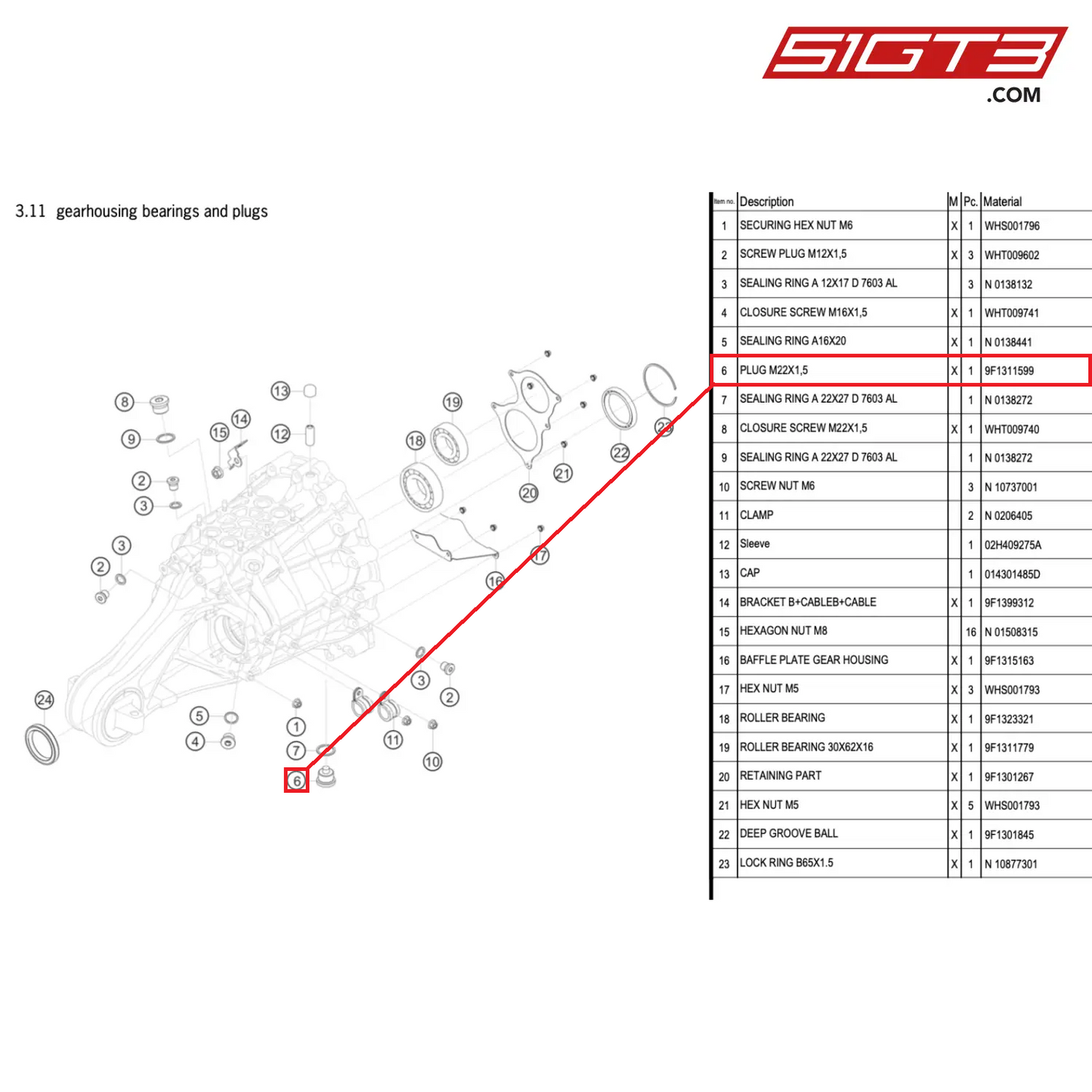 PLUG M22X1,5 - 9F1311599 [PORSCHE 911 GT3 Cup Type 992]