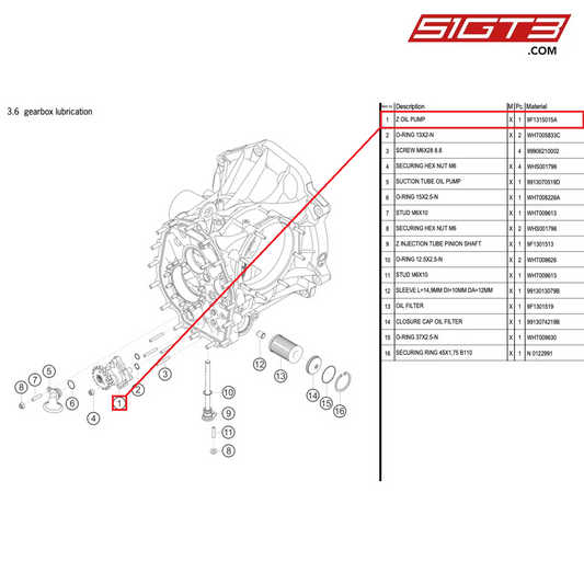 Z OIL PUMP - 9F1315015A [PORSCHE 991.1 GT3 Cup]