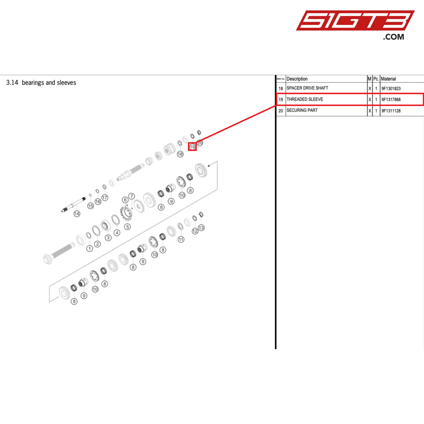 THREADED SLEEVE - 9F1317868 [PORSCHE 911 GT3 Cup Type 992]