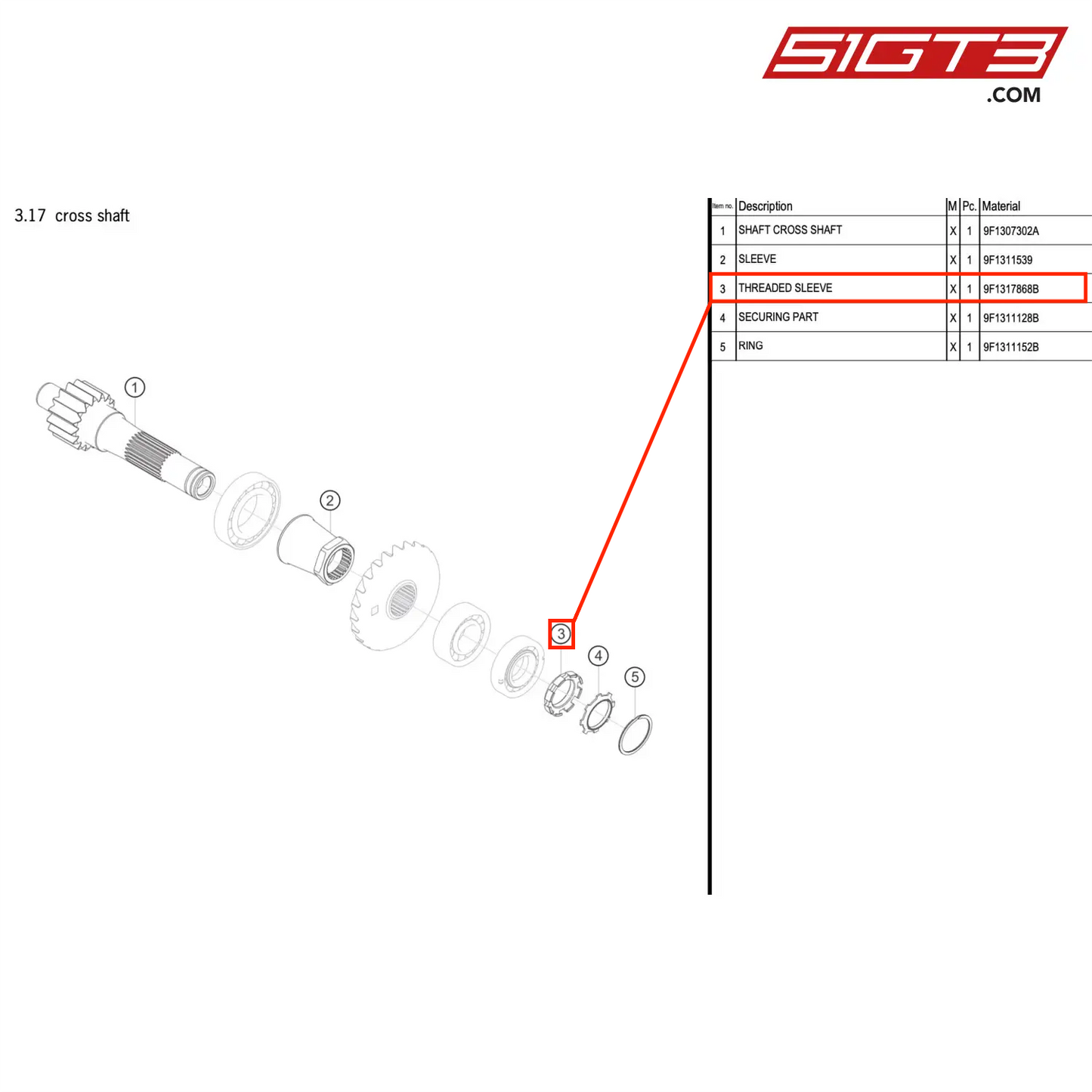 THREADED SLEEVE - 9F1317868B [PORSCHE 992.1 GT3 R]