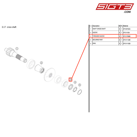 THREADED SLEEVE - 9F1317868B [PORSCHE 992.1 GT3 R]