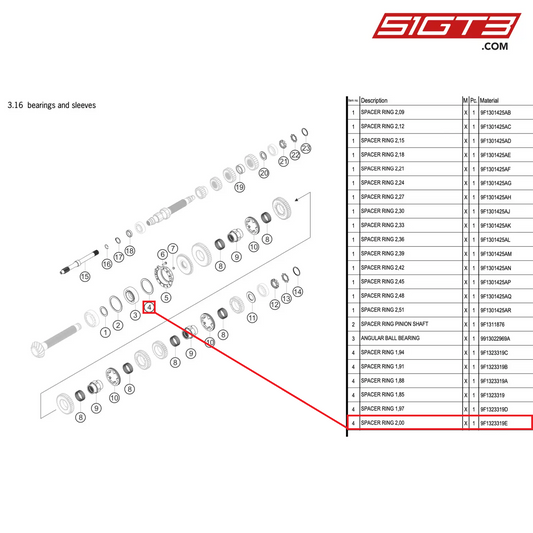 SPACER RING 2,00 - 9F1323319E [PORSCHE 992.1 GT3 R]