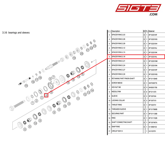 SPACER RING 2,18 - 9F1323319L [PORSCHE 992.1 GT3 R]