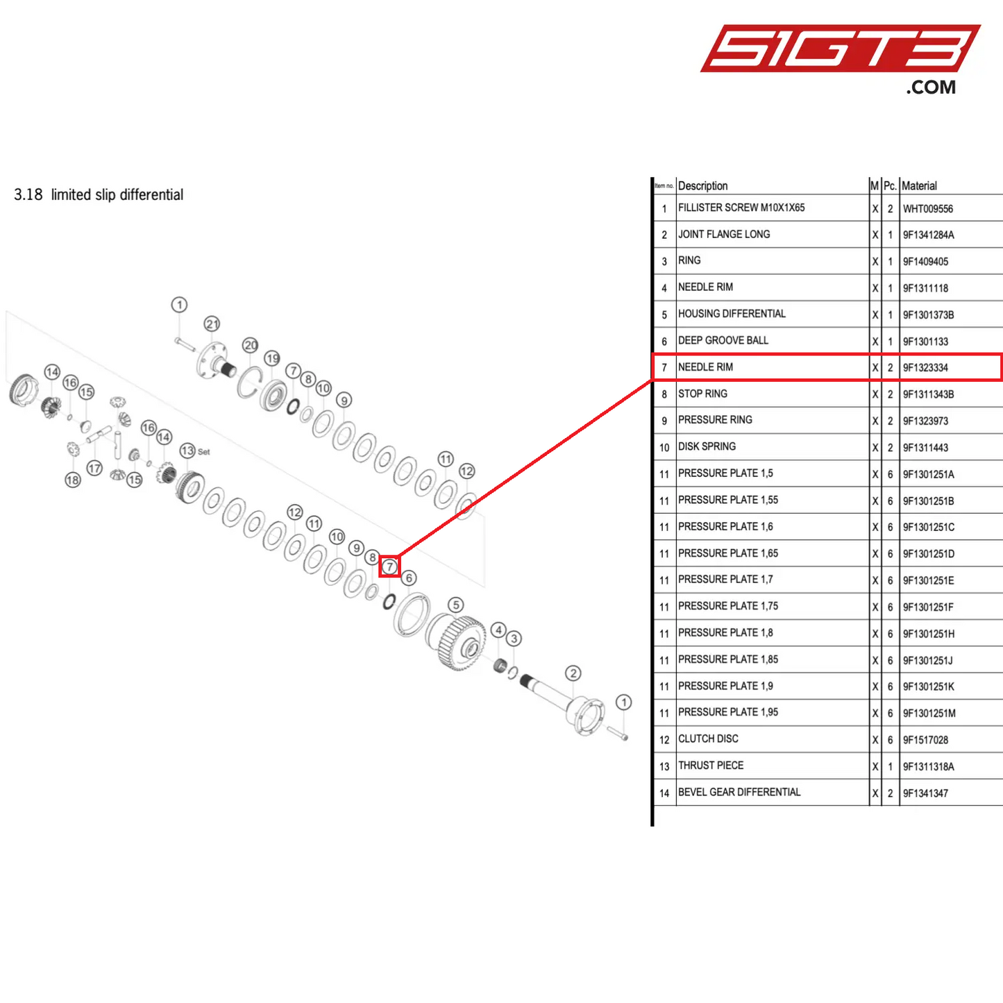 NEEDLE BEARING 38X52X2-AXIAL - 9F1323334 [PORSCHE 911 GT3 Cup Type 992]