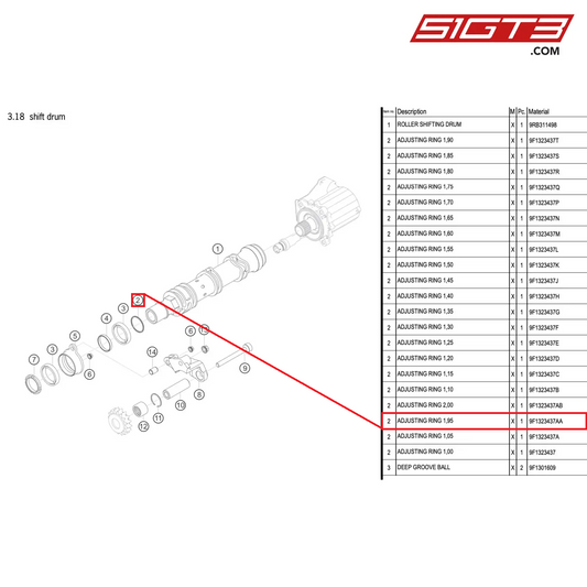 ADJUSTING RING 1,95 - 9F1323437AA [PORSCHE 992.1 GT3 R]