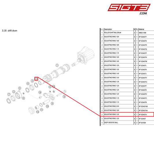 ADJUSTING RING 1,05 - 9F1323437A [PORSCHE 992.1 GT3 R]