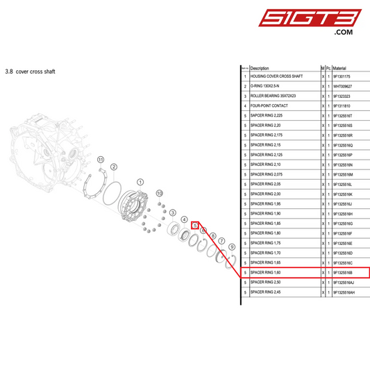 ANELLO DISTANZIATORE 1,60 - 9F1325516B [PORSCHE 992.1 GT3 Cup]