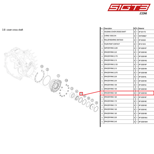 SPACER RING 1,85 - 9F1325516G [PORSCHE 992.1 GT3 Cup]