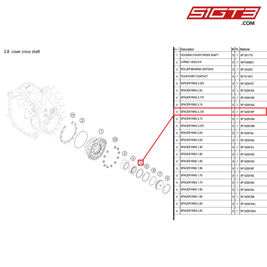 SPACER RING 2,125 - 9F1325516P [PORSCHE 992.1 GT3 Cup]
