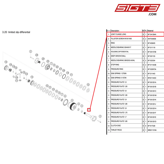 JOINT FLANGE LONG - 9F1341284A [PORSCHE 992.1 GT3 R]