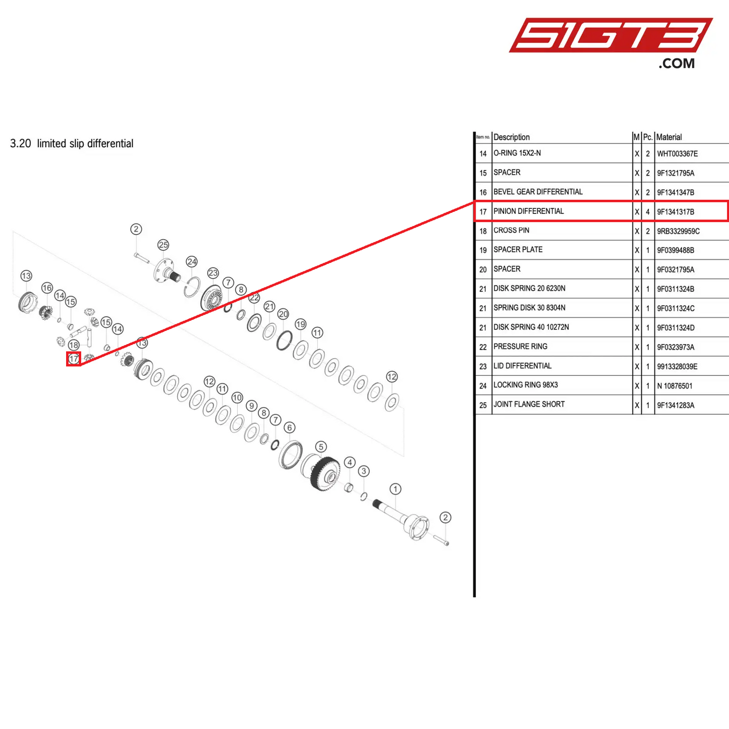 PINION DIFFERENTIAL - 9F1341317B [PORSCHE 992.1 GT3 R]