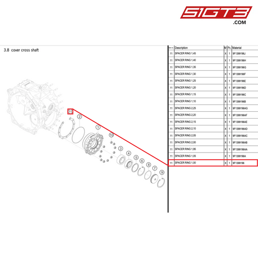 SPACER RING 1,00 - 9F1399196 [PORSCHE 992.1 GT3 Cup]