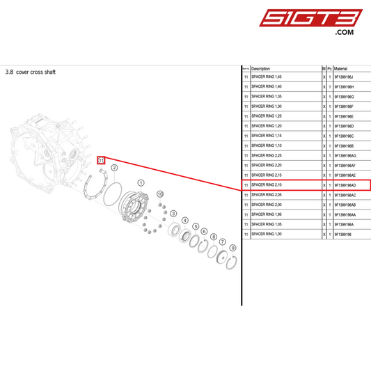 SPACER RING 2,10 - 9F1399196AD [PORSCHE 992.1 GT3 Cup]