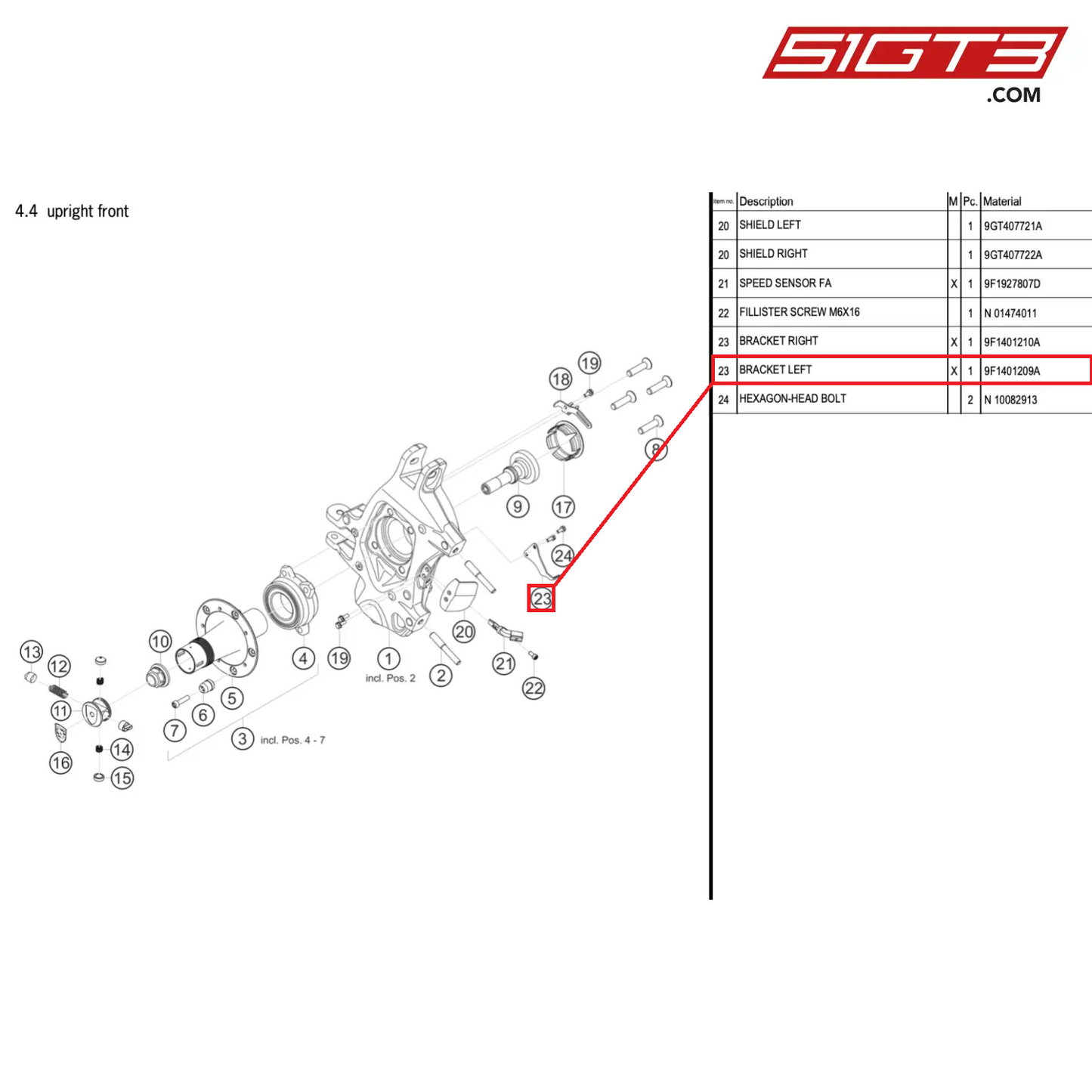 BRACKET LEFT - 9F1401209A [PORSCHE 911 GT3 Cup Type 992]