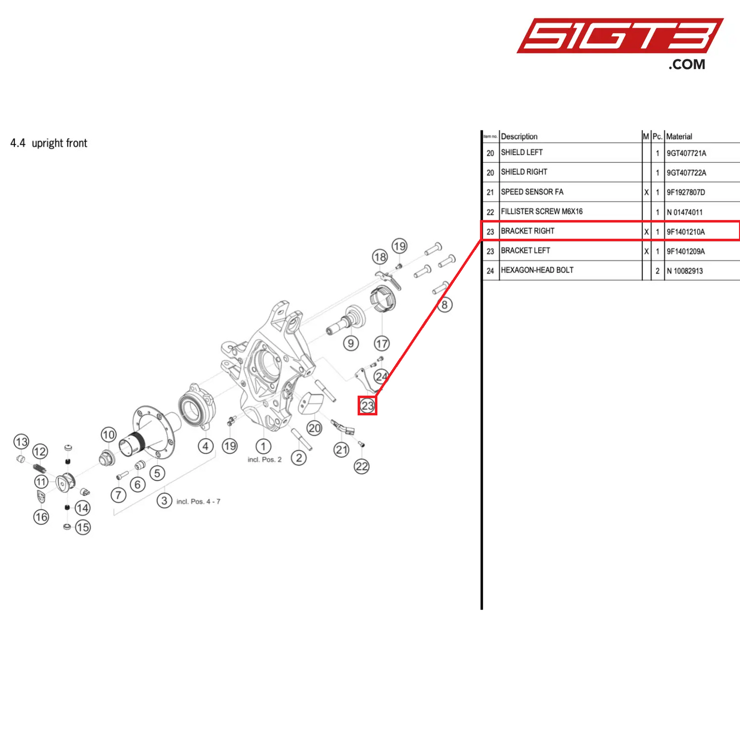 BRACKET RIGHT - 9F1401210A [PORSCHE 911 GT3 Cup Type 992]