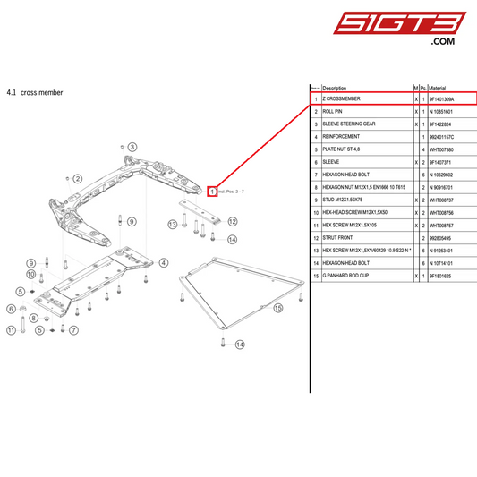 Z CROSSMEMBER - 9F1401309A [PORSCHE 992.1 GT3 Cup]