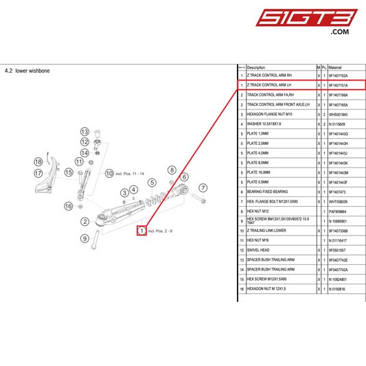 Z TRACK CONTROL ARM LH - 9F1407151A [PORSCHE 992.1 GT3 Cup]