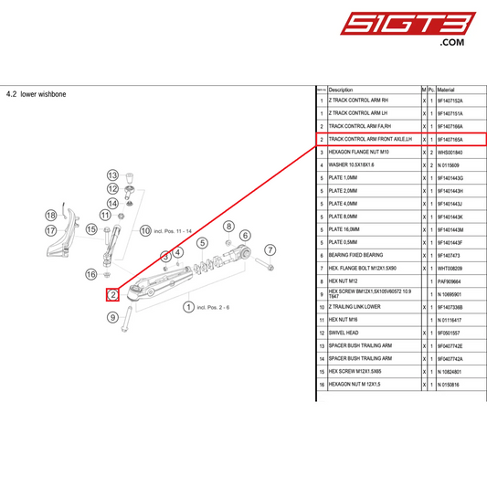 TRACK CONTROL ARM FRONT AXLE,LH - 9F1407165A [PORSCHE 992.1 GT3 Cup]