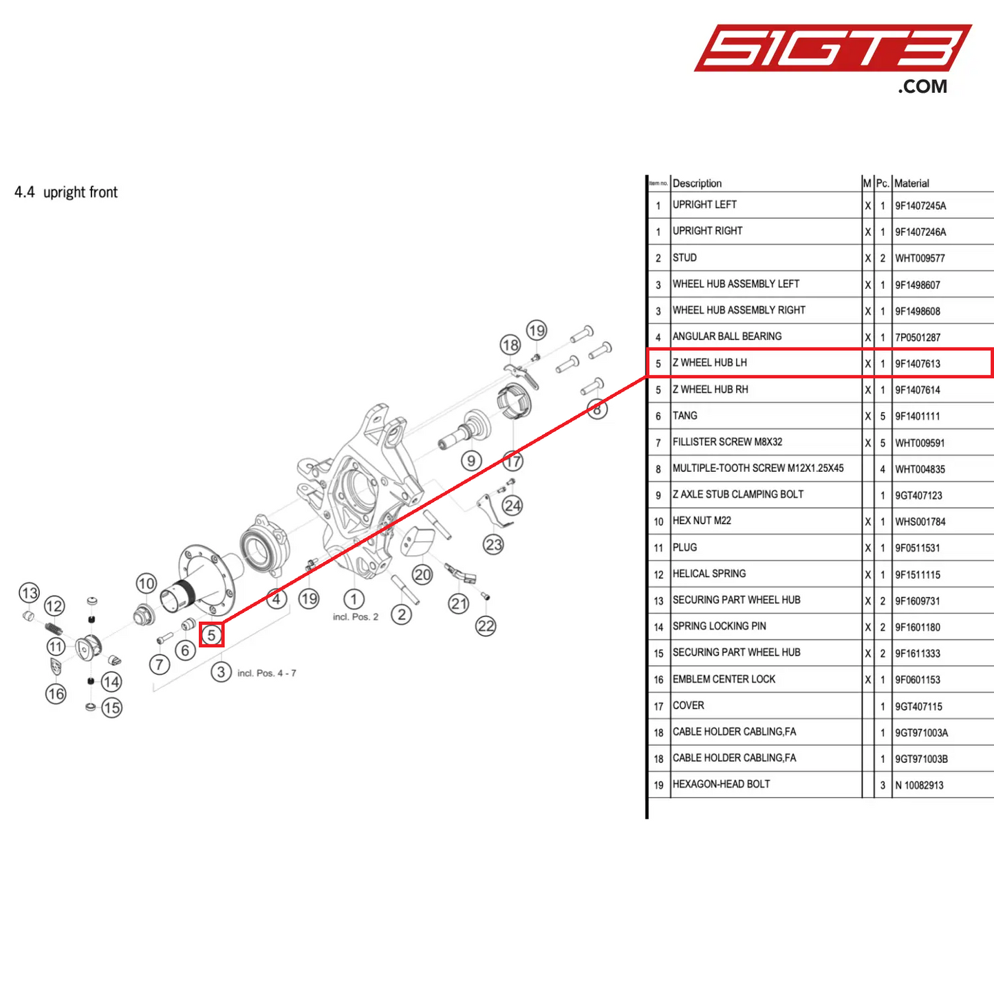 Z WHEEL HUB LH - 9F1407613 [PORSCHE 911 GT3 Cup Type 992]