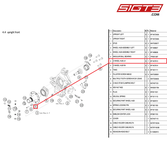 Z WHEEL HUB LH - 9F1407613 [PORSCHE 992.1 GT3 Cup]