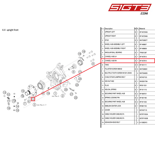 Z WHEEL HUB RH - 9F1407614 [PORSCHE 992.1 GT3 Cup]