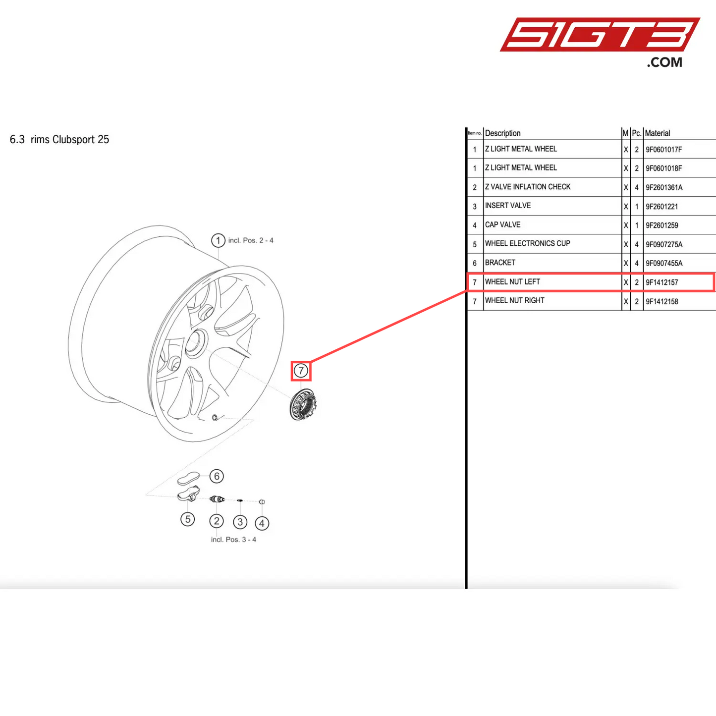 WHEEL NUT LEFT - 9F1412157 [PORSCHE 911 GT2 RS Clubsport]