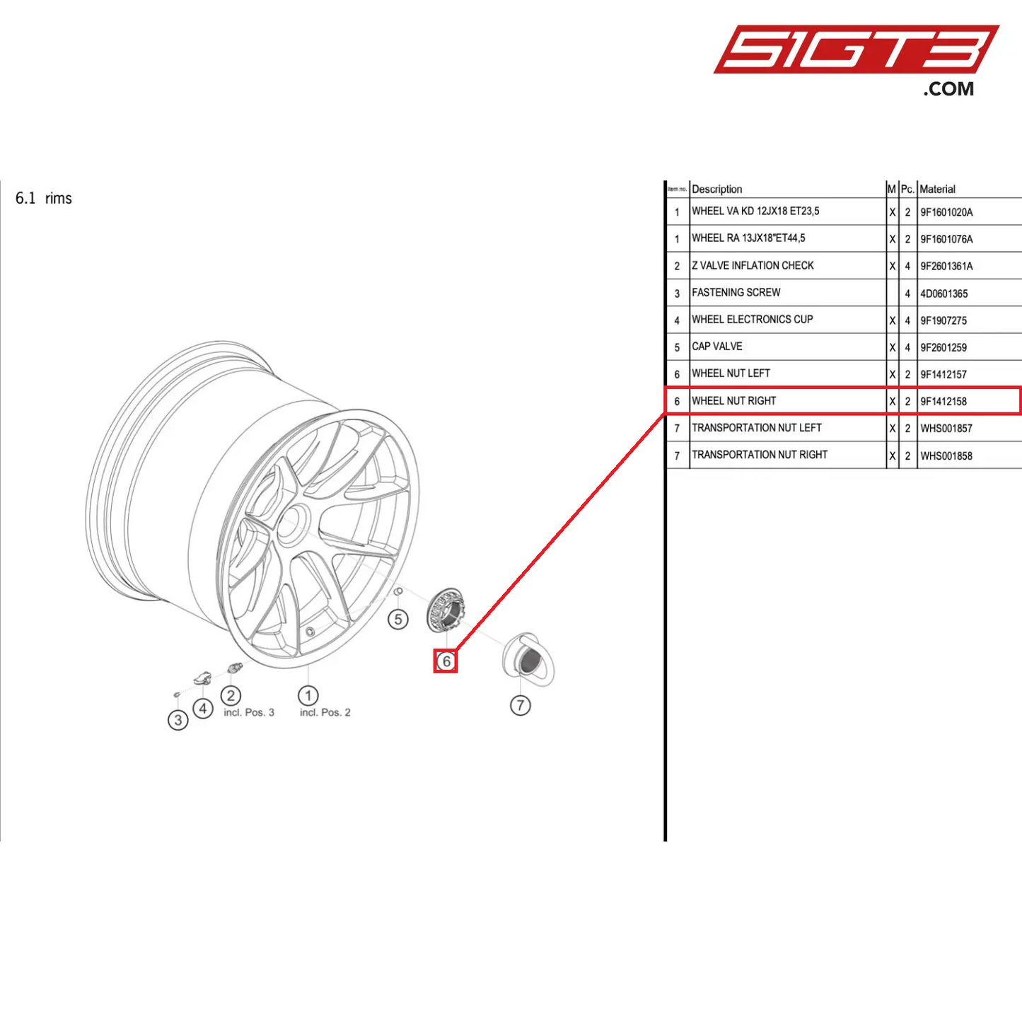 WHEEL NUT RIGHT - 9F1412158 [PORSCHE 911 GT3 Cup Type 992]