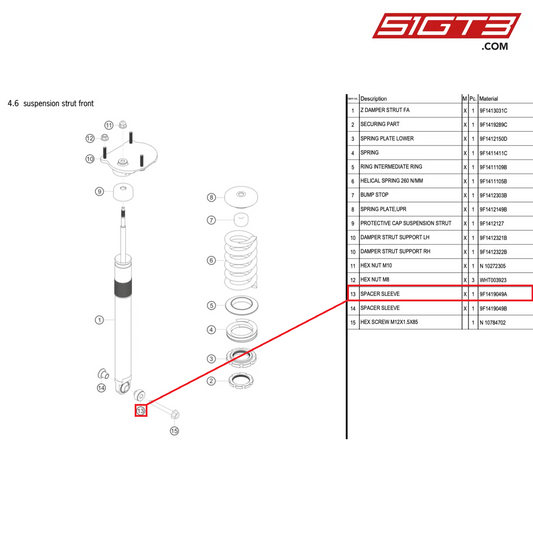 SPACER SLEEVE - 9F1419049A [PORSCHE 992.1 GT3 Cup]