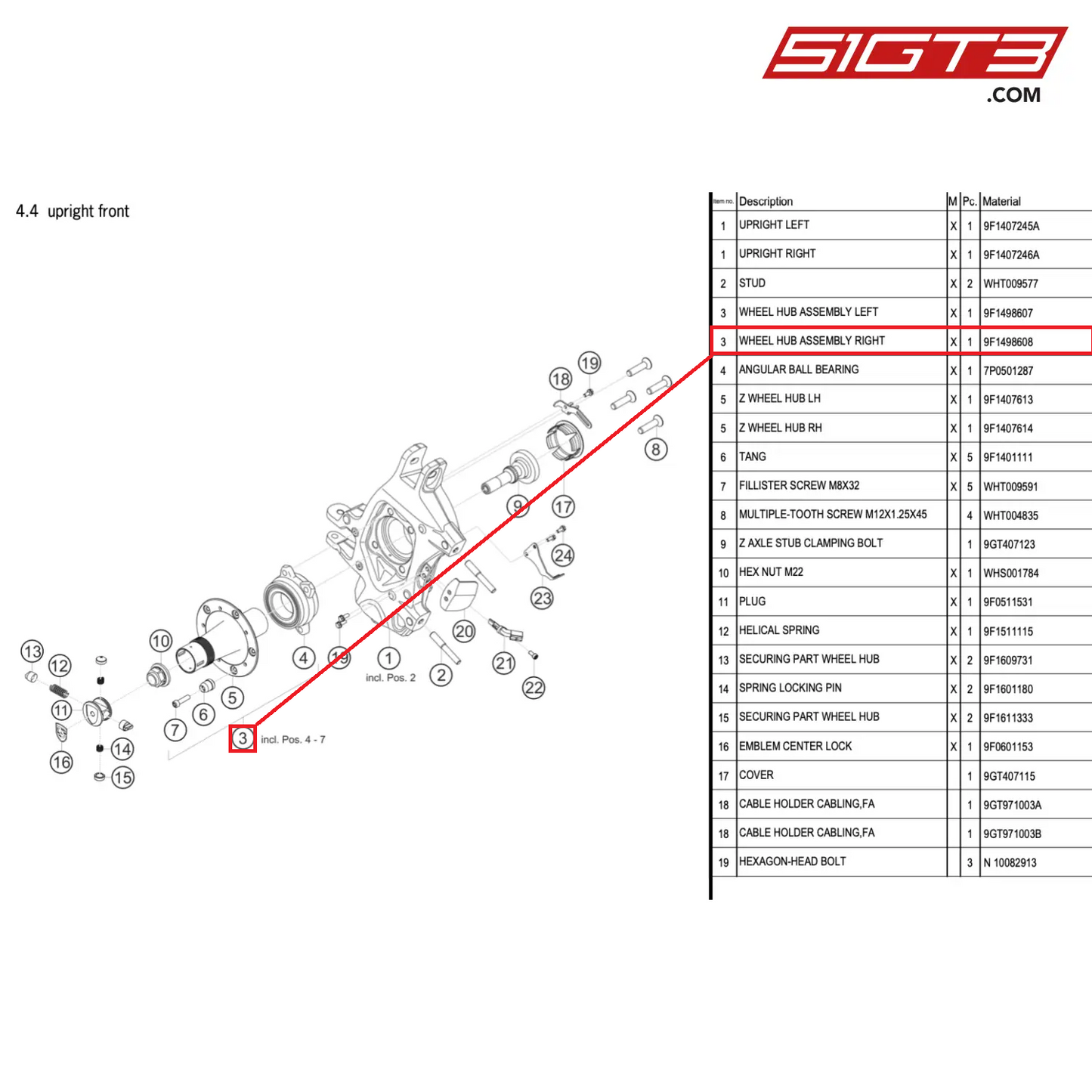 WHEEL HUB ASSEMBLY RIGHT - 9F1498608 [PORSCHE 992.1 GT3 Cup]