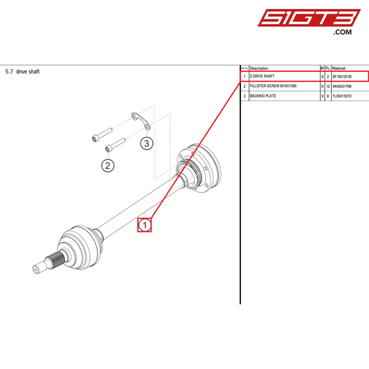 Z DRIVE SHAFT - 9F1501201B [PORSCHE 992.1 GT3 Cup]