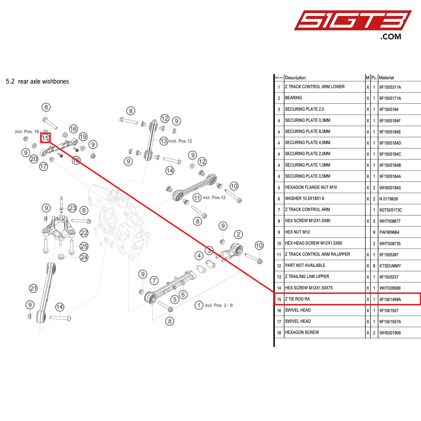 Z TIE ROD RA - 9F1501499A [PORSCHE 911 GT3 Cup Type 992]