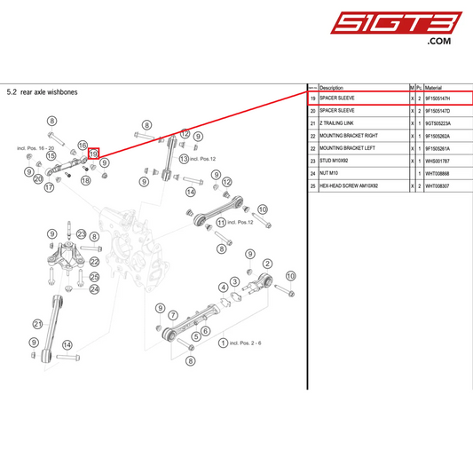 TULEJA DYSTANSOWA - 9F1505147H [PORSCHE 992.1 GT3 Cup]