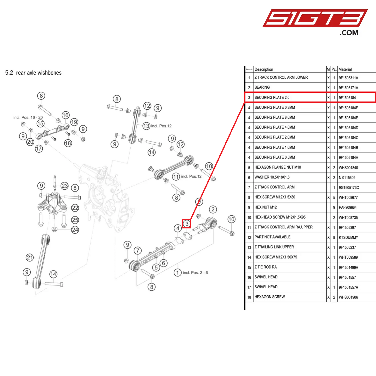 SECURING PLATE 2,0 - 9F1505184 [PORSCHE 911 GT3 Cup Type 992]