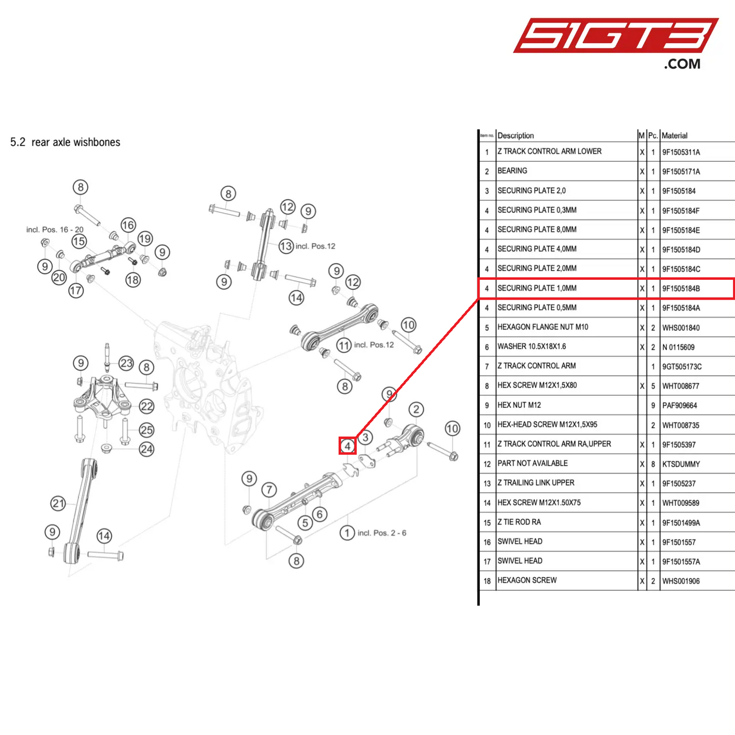 SECURING PLATE 1,0MM - 9F1505184B [PORSCHE 911 GT3 Cup Type 992]