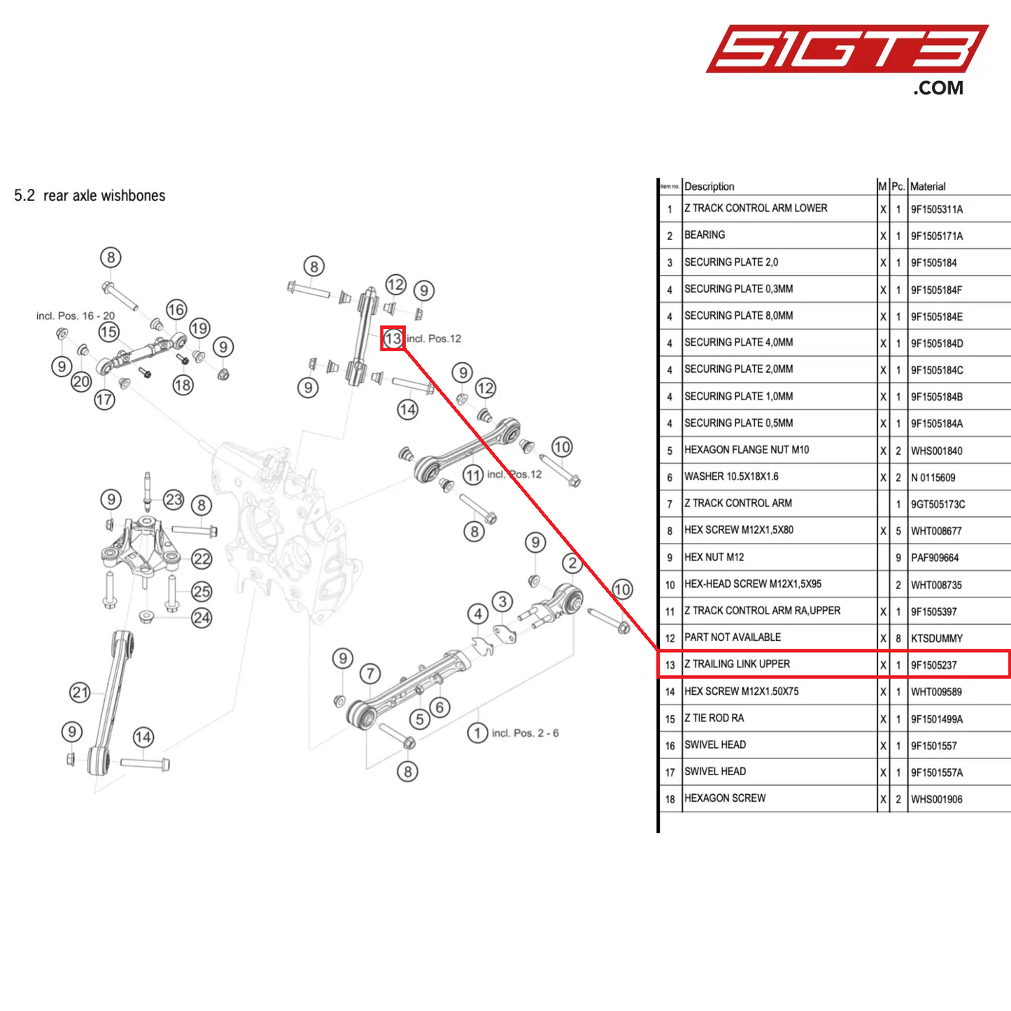 Z TRAILING LINK UPPER - 9F1505237 [PORSCHE 911 GT3 Cup Type 992]